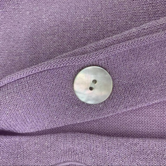 Chico’s Lilac Pastel Metallic 3/4 Sleeve Cardigan Sweater - Picture 7 of 11